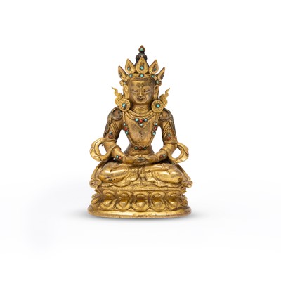 Lot 756 - A Tibetan Gilt-bronze Seated Bodhisattva