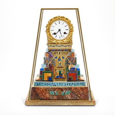 Lot 318 - French Porcelain Egyptian Revival Mantel Clock