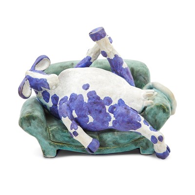 Lot 156 - Glazed Pottery Model of Reclining Cow