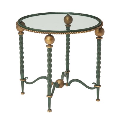 Lot 375 - Painted and Parcel Gilt Wrought Iron Occasional Table