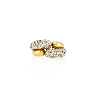 Lot 2009 - Two-Color Gold and Diamond Bombé Crossover Ring