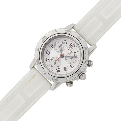 Lot 1039 - Hermès Stainless Steel and Rubber 'Clipper' Chronograph Wristwatch, Ref. CP2-410