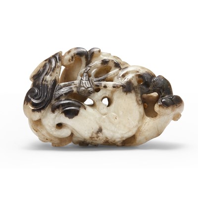 Lot 26 - A Chinese White and Grey Jade Carving