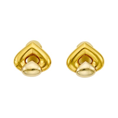 Lot 1003 - Marina B Pair of Two-Color Gold Heart Earclips, France