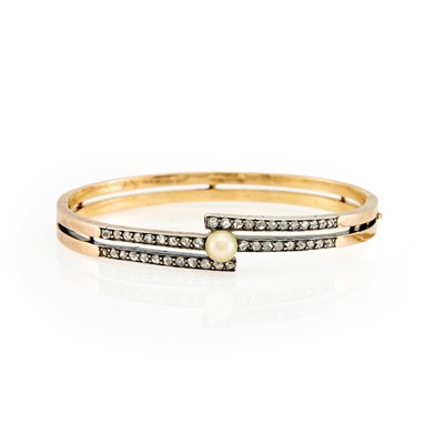 Lot 2049 - Rose Gold, Silver, Pearl and Rose Diamond Bracelet, France