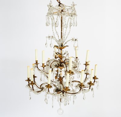Lot 526 - Italian Gilt Metal and Cut Crystal Chandelier