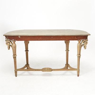 Lot 708 - Pair of Louis XVI Style Marble Top Painted Wood Console Tables