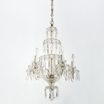 Lot 694 - Louis XVI Style Molded Glass Five-Light Chandelier