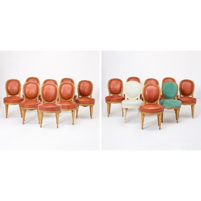 Lot 498 - Set of Sixteen Louis XVI Style Giltwood Chairs