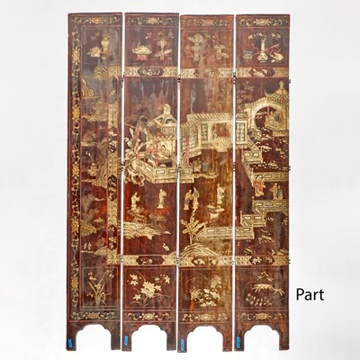 Lot 633 - Chinese Twelve-Panel Coromandel and Lacquered Screen