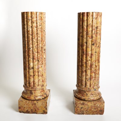 Lot 242 - Pair of Neoclassical Style Breccia Marble Pedestals