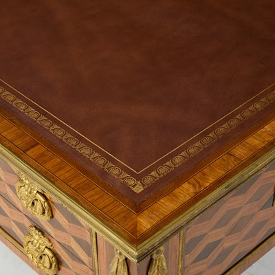 Lot 557 - Louis XVI Gilt Bronze Mounted Tulipwood and Rosewood Parquetry Bureau Plat