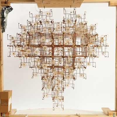 Lot 263 - Dandelion Seed, Phosphorous Bronze and LED Light Sculpture Entitled "Fragile Future Drift Flowers"