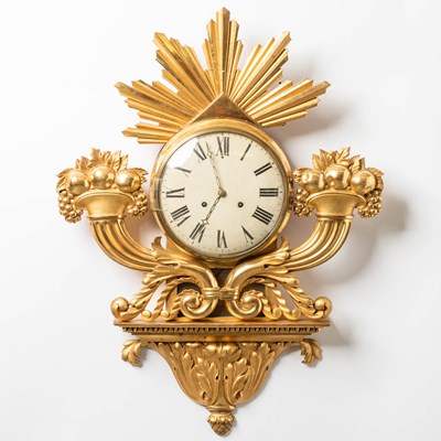Lot 315 - Swedish Neoclassical Style Giltwood and Glass Wall Clock