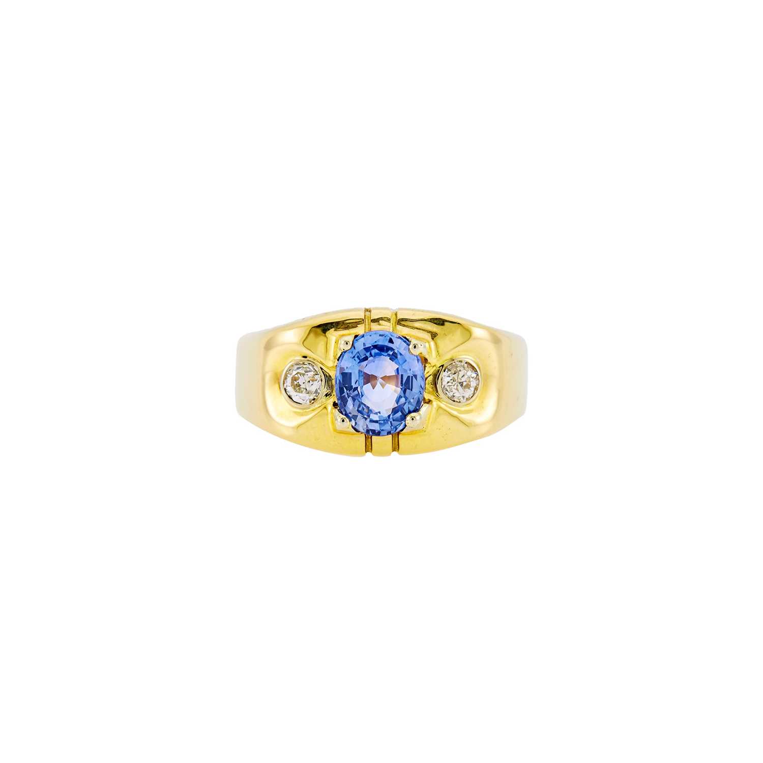 Lot 1229 - Gold, Sapphire and Diamond Ring