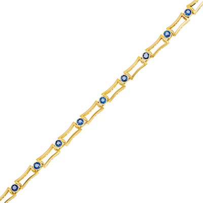 Lot 1200 - Gold and Sapphire Link Bracelet
