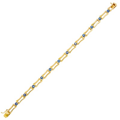Lot 1200 - Gold and Sapphire Link Bracelet