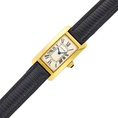 Lot 1021 - Cartier Gold 'Tank Americane' Wristwatch, Ref. 2482