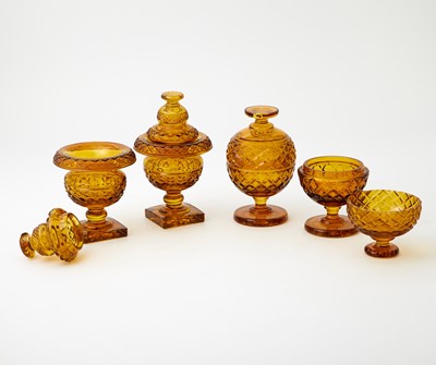 Lot 411 - Group of Anglo-Irish Amber Cut Glass Table Articles