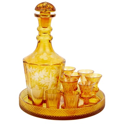 Lot 309 - Group of Bohemian Amber Flashed Table Glass
