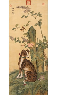 Lot 99 - A Large Chinese Painting of a Hound, After Lang Shining