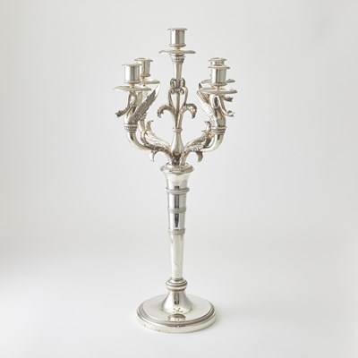 Lot 117 - French Empire Style Silver Five-Light Candelabra Centerpiece