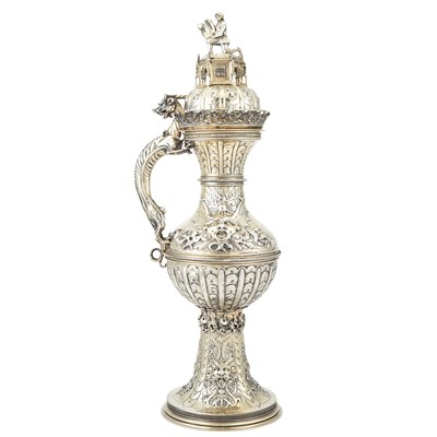 Lot 93 - Continental Historicist Style Silver Covered Ewer