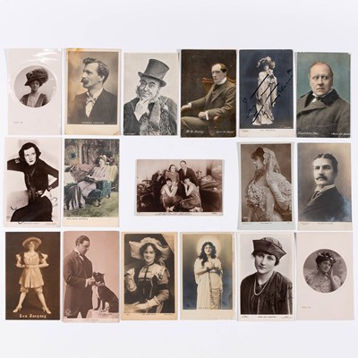 Lot 598 - A large collection of picture postcards and cabinet cards, many signed by early theater figures