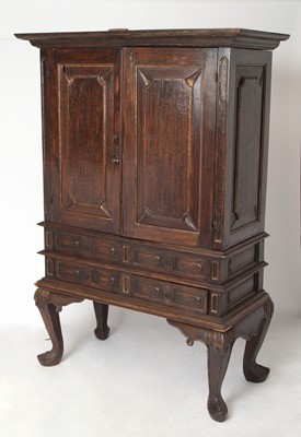 Lot 245 - Dutch Parcel Gilt Stained Wood Cupboard