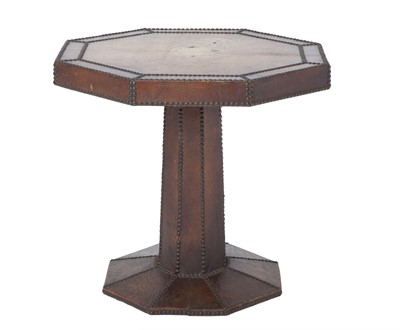 Lot 101 - Leather Nail-Head Trim Octagonal Side Table