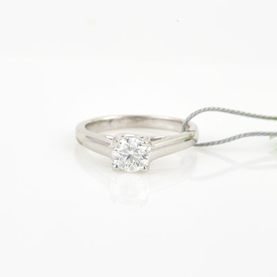 Lot 70 - Diamond Solitaire Ring about 0.80 ct., Platinum and 14K 2 dwt. all