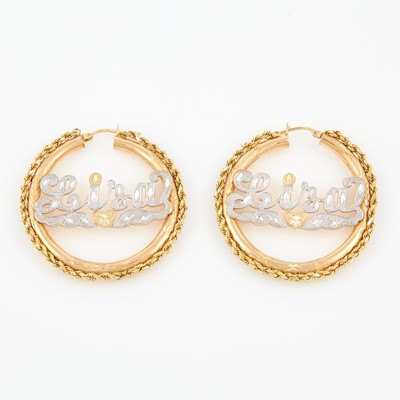 Lot 107 - Two Gold Earrings, 14K 9 dwt.