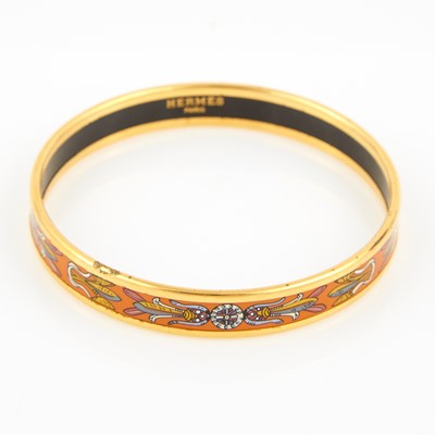 Lot 186 - Metal and Enamel Rigid Bracelet, signed Hermes