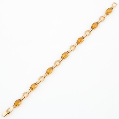 Lot 197 - Gold and Stone Flexible Bracelet, 14K 5 dwt. all
