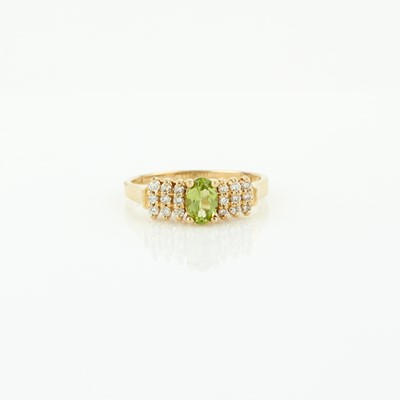 Lot 198 - Diamond and Stone Ring, 18 diamonds, 14K 1 dwt. all