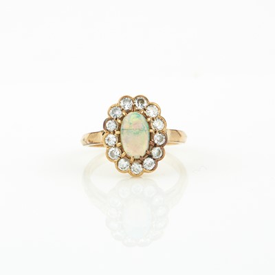 Lot 199 - Diamond and Stone Ring, 13 diamonds about 0.60 ct., 14K 2 dwt. all