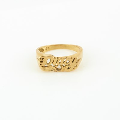 Lot 208 - Gold Name Ring, 18K 3 dwt.