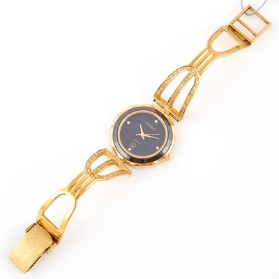 Lot 233 - Ladys Metal Watch, Rado, Quartz with diamond bracelet attached, 18K and Metal