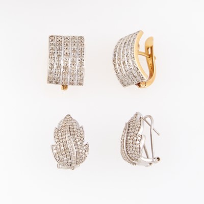 Lot 283 - Four Diamond Earrings, 14K 9 dwt