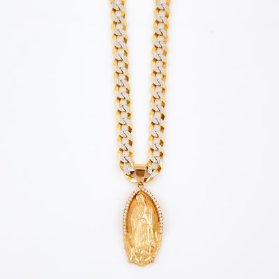 Lot 301 - Gold and Stone Pendant and Neck Chain, 14K 44 dwt. all