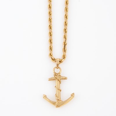 Lot 305 - Gold Pendant and Neck Chain, 14K 27 dwt.