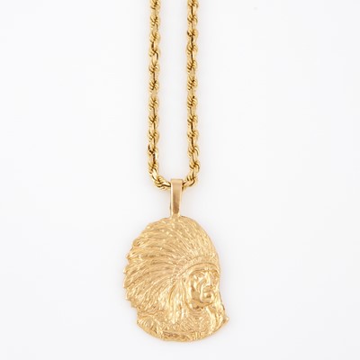 Lot 306 - Gold Pendant and Neck Chain, 14K 34 dwt.