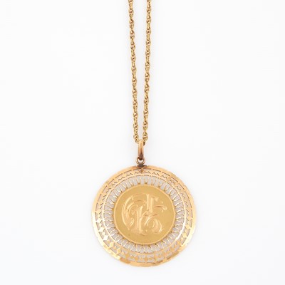 Lot 323 - Gold Pendant and Neck Chain, 18K 10 dwt.