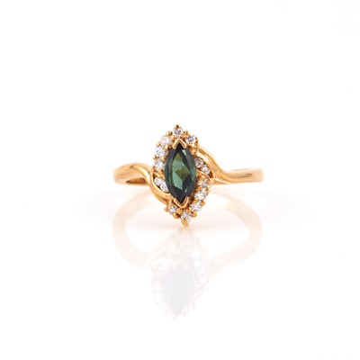Lot 327 - Diamond and Stone Ring, 12 diamonds about 0.30 ct., 14K 2 dwt. all