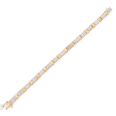 Lot 334 - Diamond Flexible Bracelet, 90 diamonds about 0.90 ct., 14K 9 dwt.