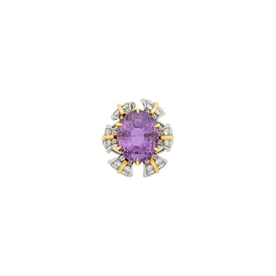 Lot 92 - Tiffany & Co., Schlumberger Platinum, Gold, Purple Spinel and Diamond Ring