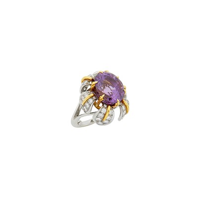 Lot 92 - Tiffany & Co., Schlumberger Platinum, Gold, Purple Spinel and Diamond Ring