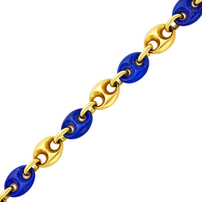 Lot 32 - Gold and Lapis Nautical Link Bracelet