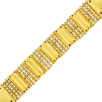 Lot 1069 - Seven Strand Gold Link Bracelet