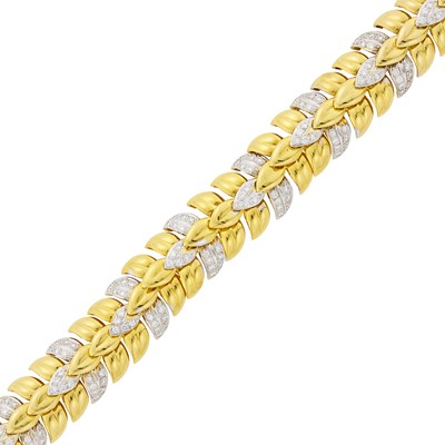 Lot 1060 - Two-Color Gold and Diamond Bracelet